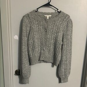 Chelsea & Violet Light Gray Cable Knit Cardigan